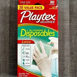 💞 New 30-Count Box Playtex Disposable Latex Gloves